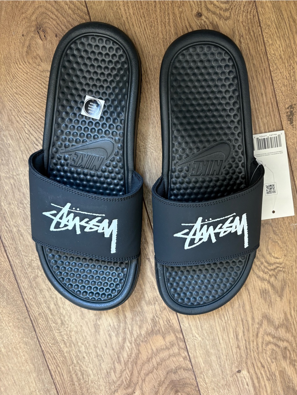 NEW Nike x Stüssy Slides Sz 7 US Men / 8 US Women Black White NIB